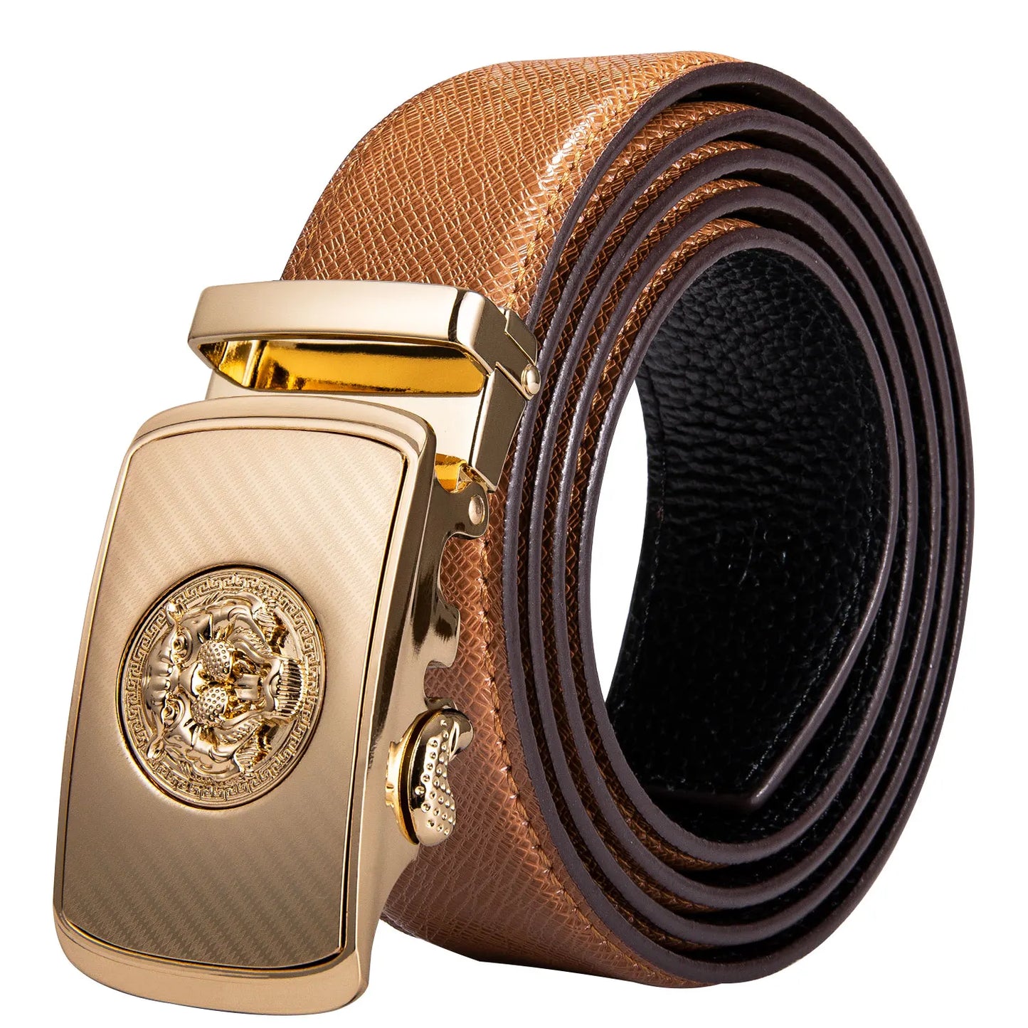M&T Wear - Luxury Gold Buckle Cowskin Genuine Leather Belt