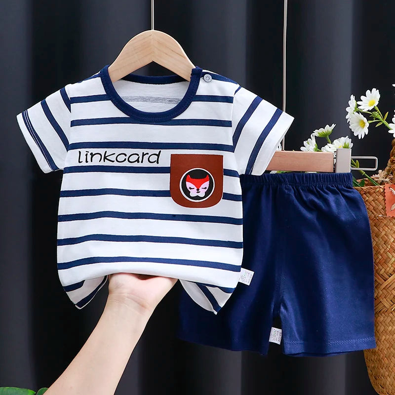 M&T Wear - Kids Clothes Set Baby Boy/Girl T-Shirt + Shorts Summer Clothing Cotton Cartoon Casual Boys Tracksuit Children Baby Clothes Set