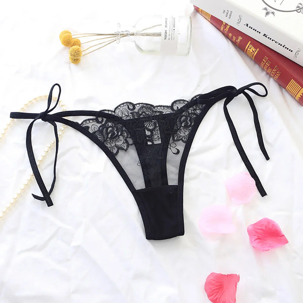 M&T Wear - Embroidered Lace Sexy Transparent Panties for Women