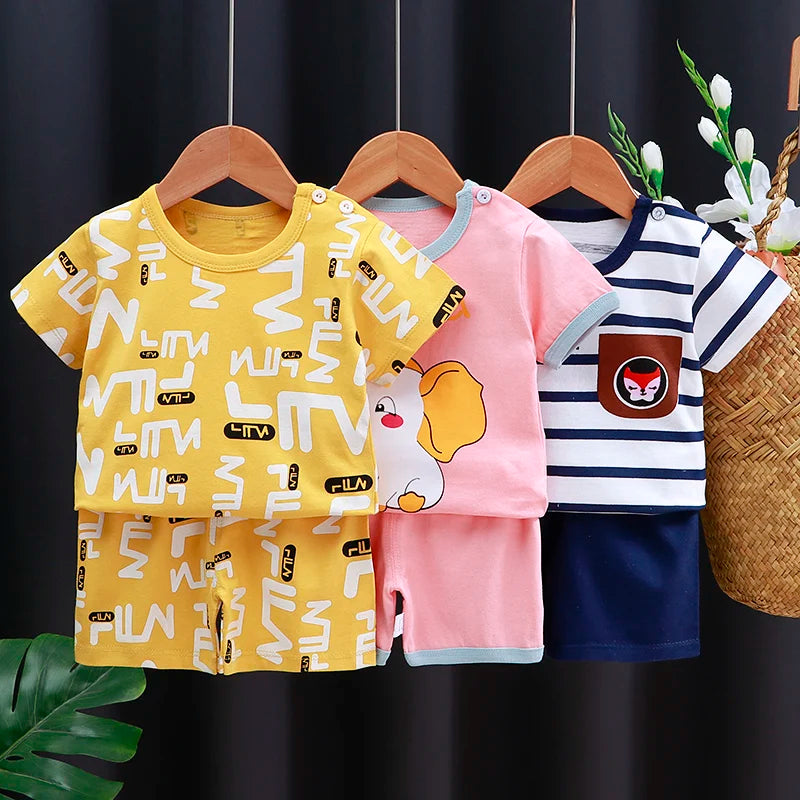 M&T Wear - Kids Clothes Set Baby Boy/Girl T-Shirt + Shorts Summer Clothing Cotton Cartoon Casual Boys Tracksuit Children Baby Clothes Set