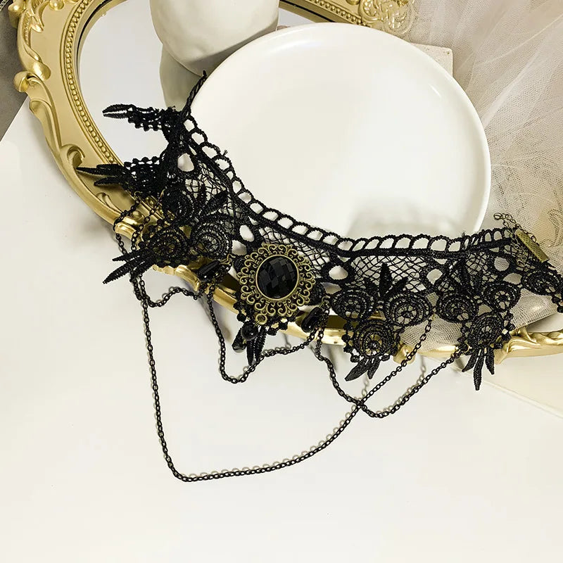 M&T Wear - Elegant Lace Rhinestone Choker Necklace for Women