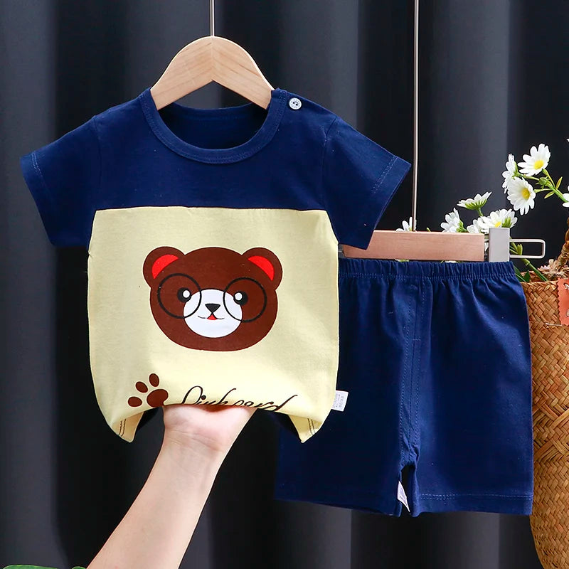 M&T Wear - Kids Clothes Set Baby Boy/Girl T-Shirt + Shorts Summer Clothing Cotton Cartoon Casual Boys Tracksuit Children Baby Clothes Set