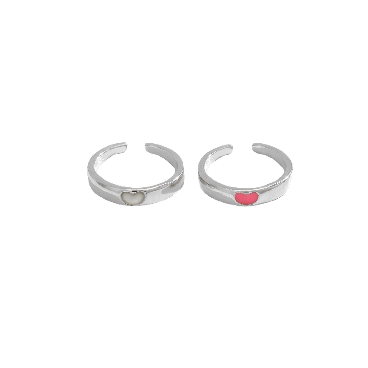 M&T Wear – Blue & Pink Luminous Couple Heart Ring Set