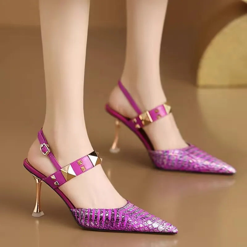 M&T Wear - Women Pumps 2025 New Pointed Toe Heels Women Elegant Party Rivet High Heels Shoes for Women Fashion Sexy Wedding Shoes Bride