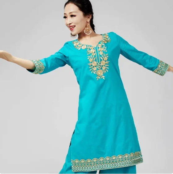 M&T Wear - Pakistani Clothing Women's Pure Cotton Embroidered Side Concealed Long Sleeved Shirt