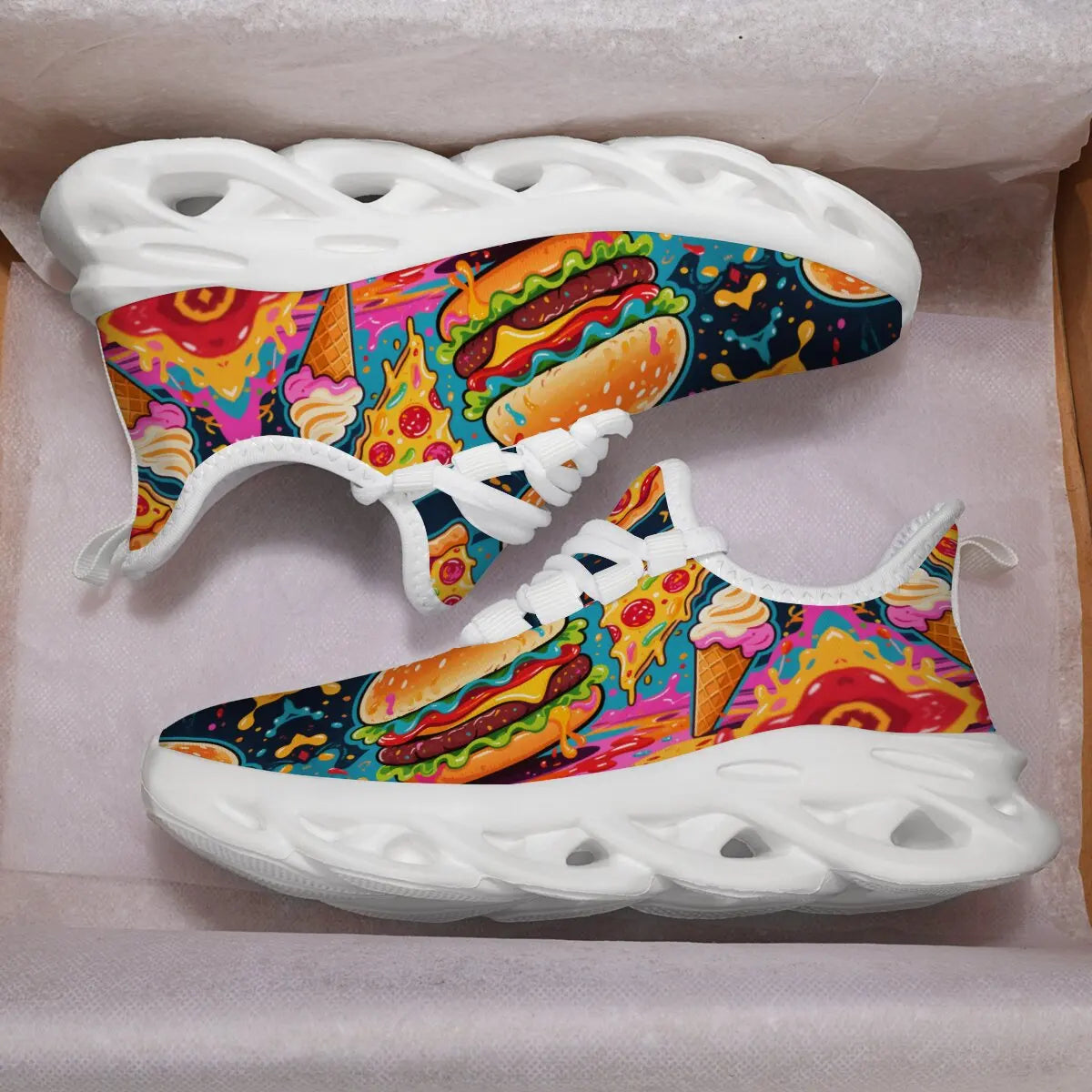 M&T Wear - Kids Sneakers Anti-skid Leather for Boys Orange Casual Children Shoes with Fashion Running Walking Lightweight Hamburger Pattern