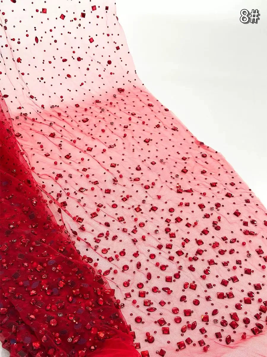 M&T Wear - Sansa Customized Red Mermaid Glitter Strapless Prom Dresses Floor