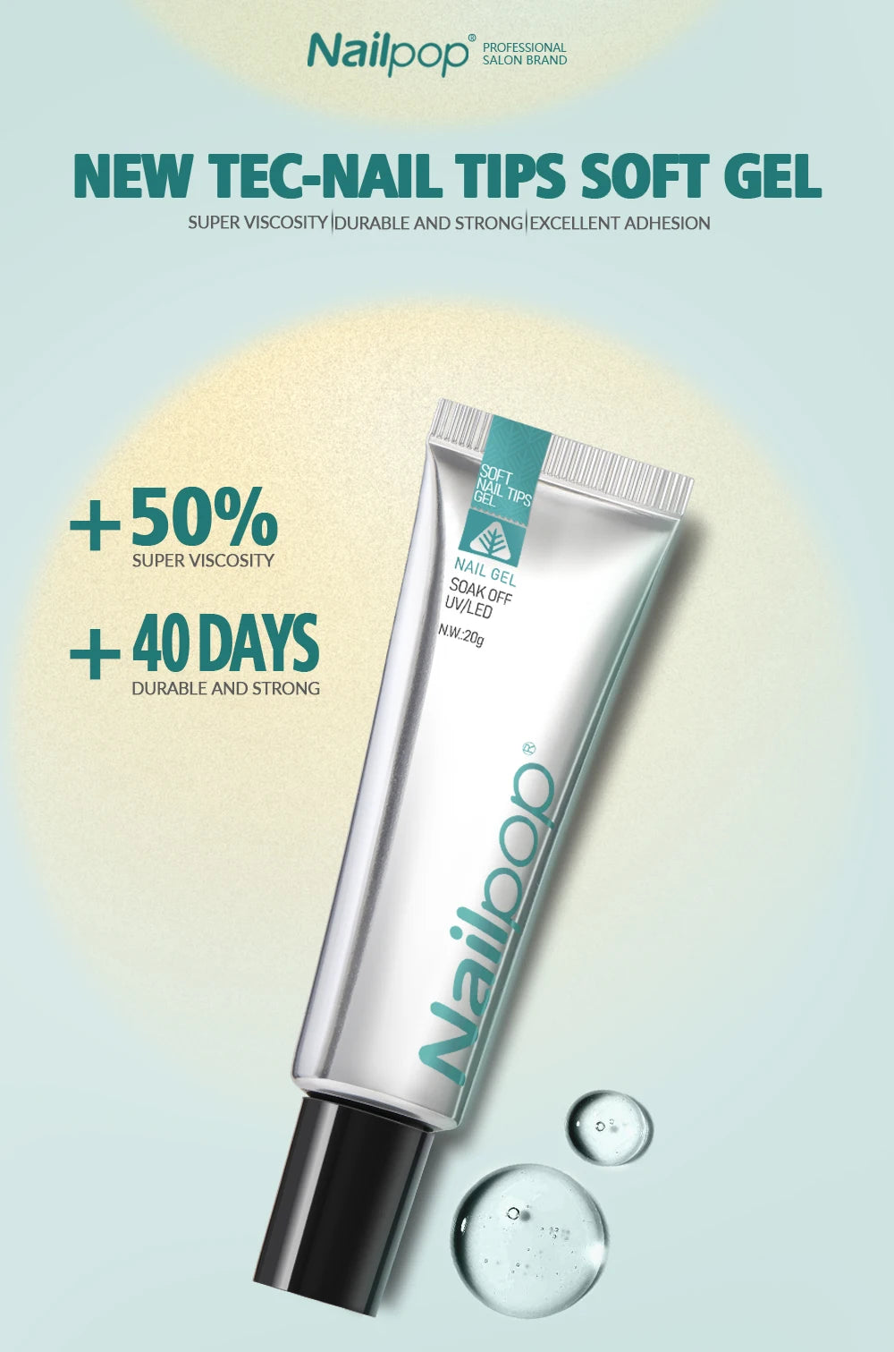 M&T Wear - Soft Nail Tips Gel Glue 20g | Long-Lasting Adhesive for Fake Nails