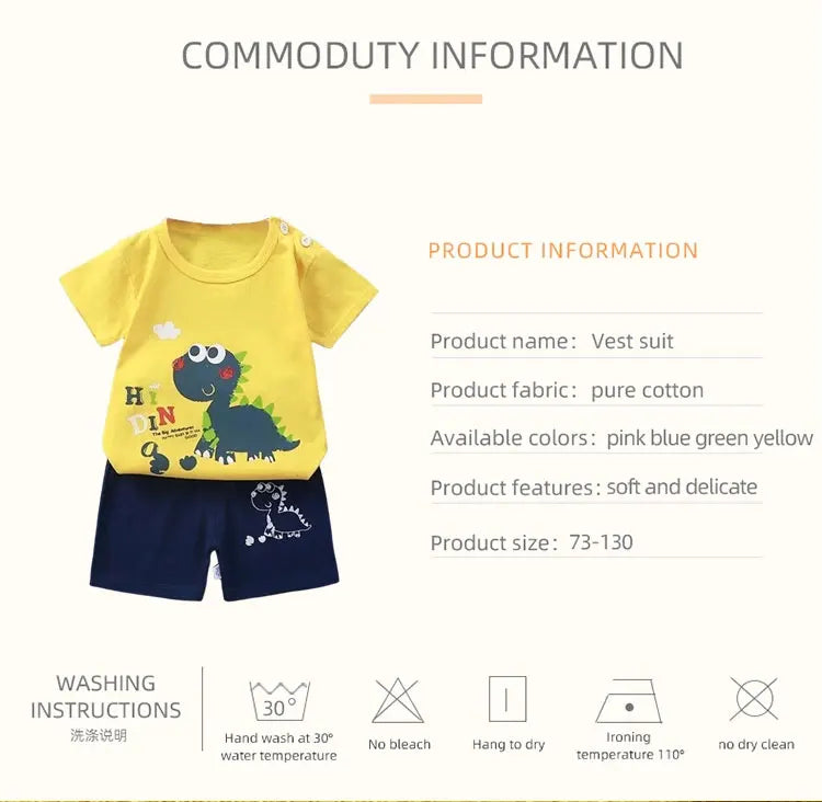 M&T Wear - Fashion Kids Clothes Boys Girls Sets Top Shorts 2PCS 100% Cotton Soft Summer Children Baby Cloths T-shirt Shorts Toddler Suit