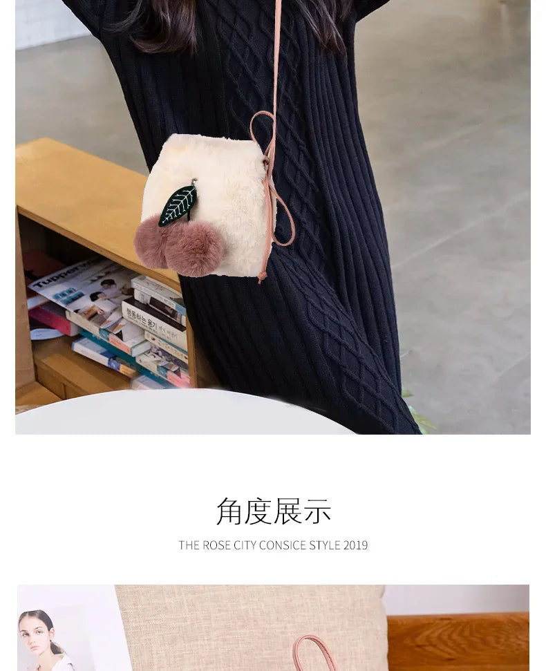 M&T Wear – Women’s Faux Fur Crossbody Bag | Cute Plush String Shoulder Purse