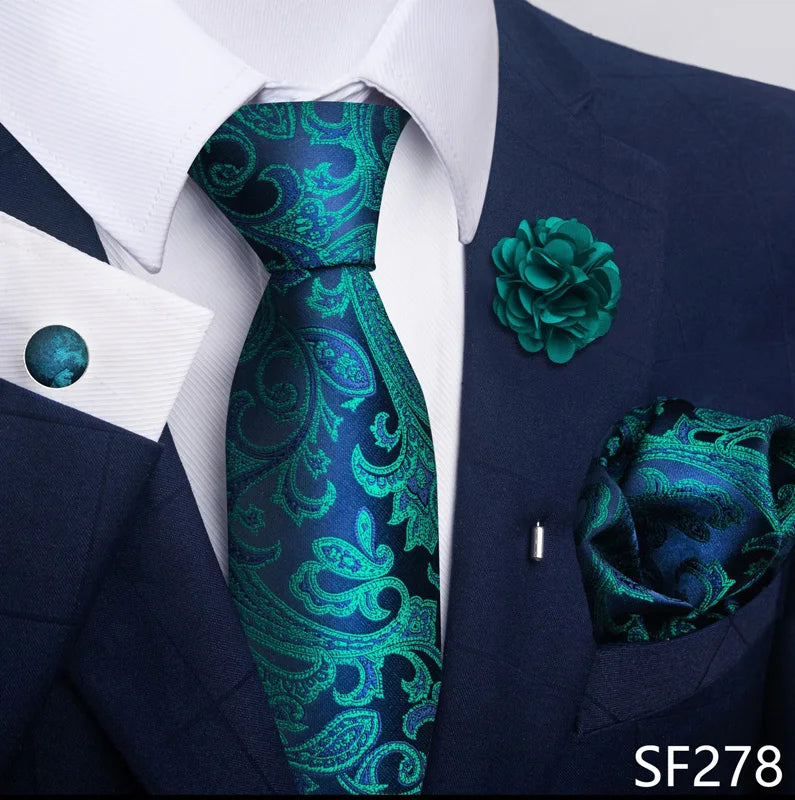 M&T Wear - Luxury Paisley Floral Tie & Accessory Set