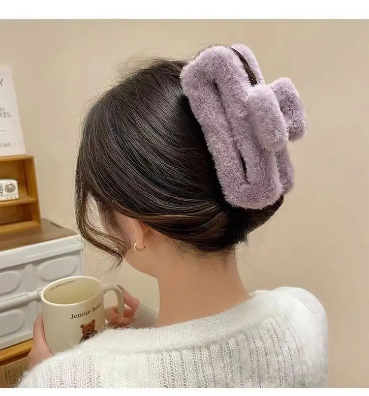 M&T Wear - Large Plush Square Hair Clip 2025 Shark Clip