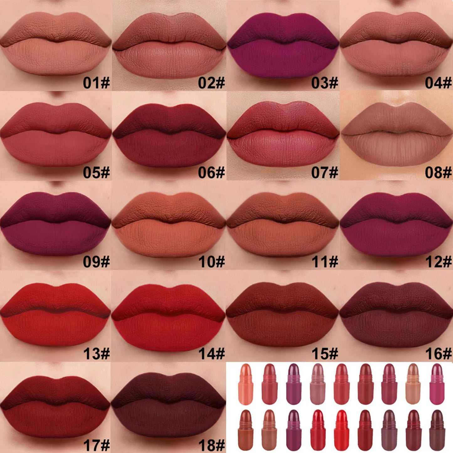 M&T Wear – Velvet Matte Mini Pill Lipstick Set (6/10/18 Colors)