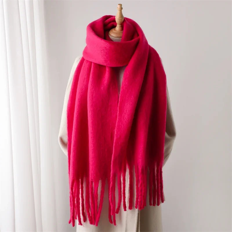 M&T Wear - Winter Scarf for Women Cashmere Warm Solid Pashmina Blanket Wraps Female Thick Soft Bufanda Big Tassel Shawl Long Poncho Echarpe