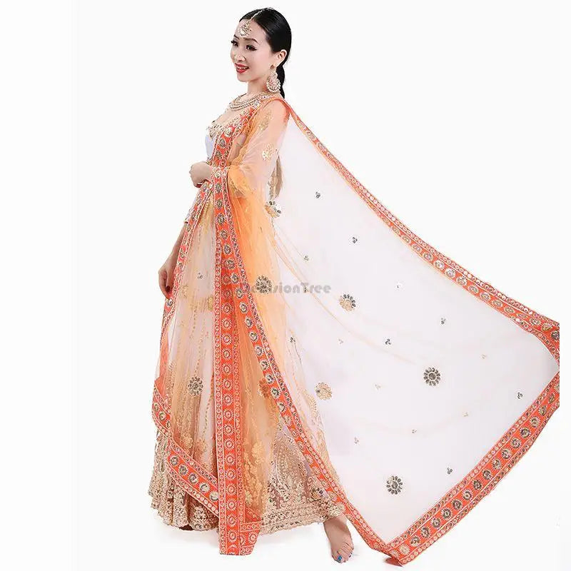 M&T Wear - Elegant Indian Embroidered Sari Shawl – 2025 Exotic Traditional Veil