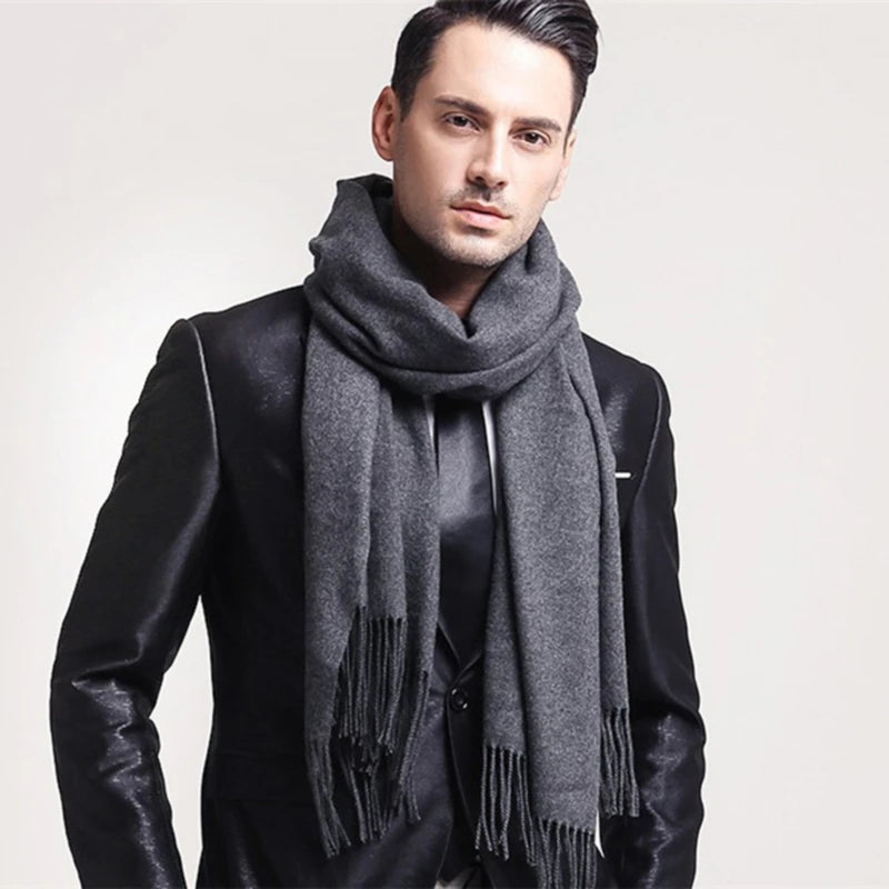 M&T Wear - Wool Scarves Winter Soft Warm Cashmere Shawl Thickened Long Tassel Shawl Warm Scarf Fashion Solid Color Women Man Scarf