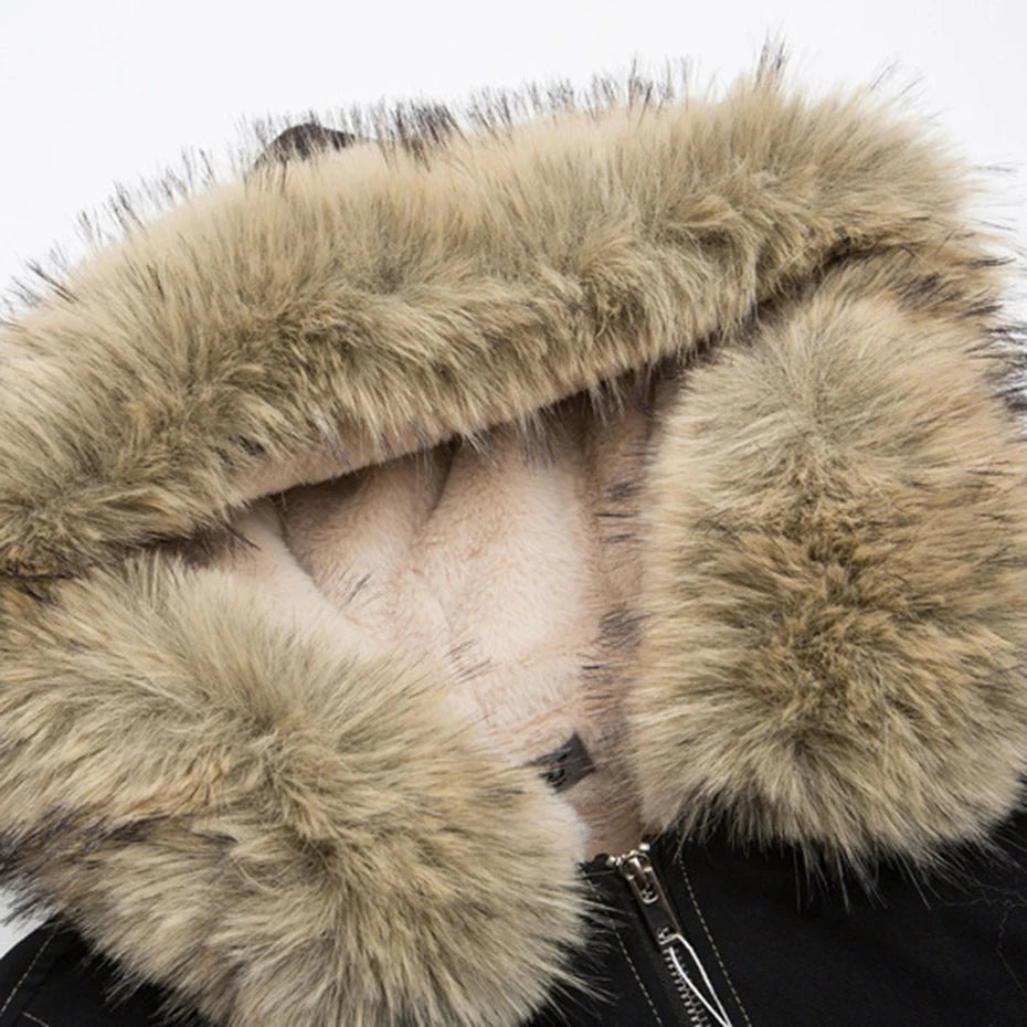 M&T Wear - Winter Jackets Fur Collar Parkas Coat Men Vintage Thicken Fleece Warm Jackets Streetwear Harajuku Hip Hop Padded Jackets Outwear