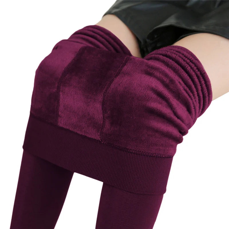 M&T Wear - Winter Women Solid Warm Leggings with High Waist and Fleece