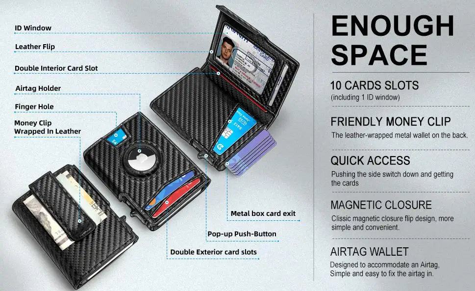 M&T Wear - Men’s Slim RFID Front Pocket Wallet with Money Clip & Coin Pocket