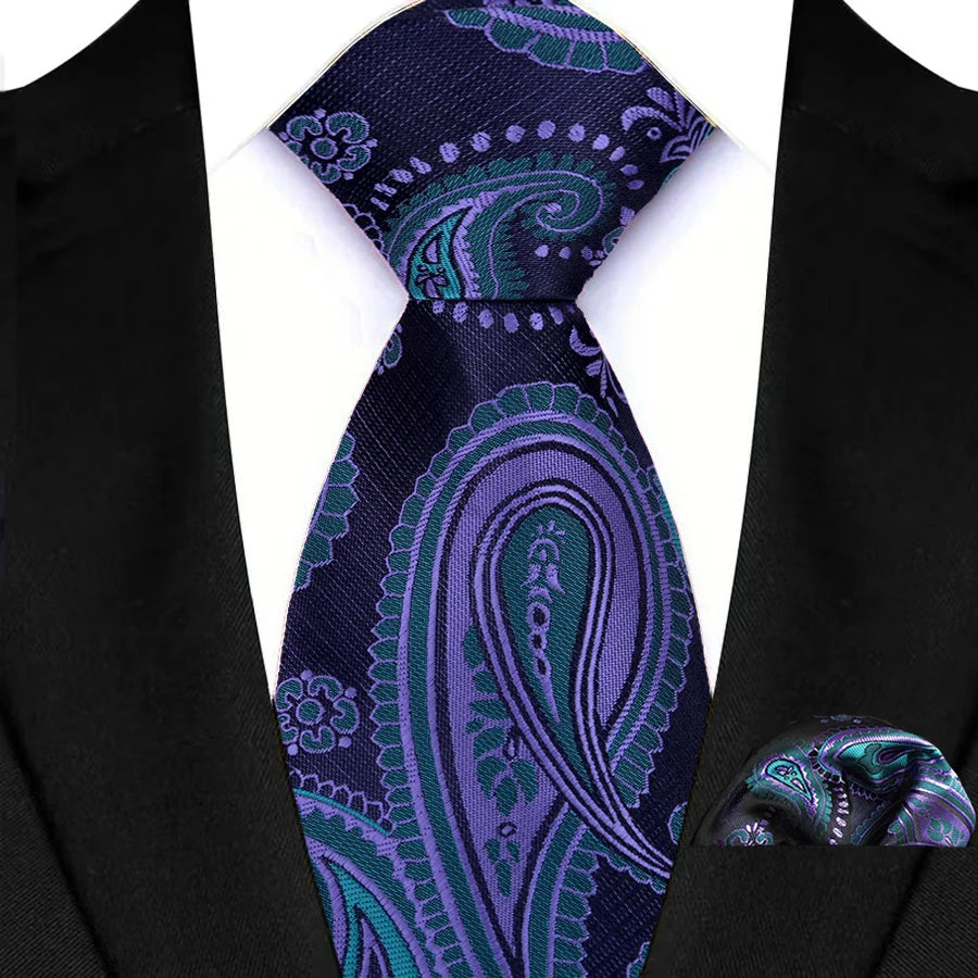 M&T Wear - Luxury Navy Solid 8cm NeckTie & Pocket Square Set