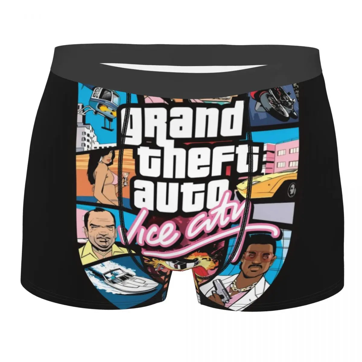 M&T Wear - Custom Grand Theft Auto Adventure Game Underwear Men Breathable GTA Boxer Briefs Shorts Panties Soft Underpants For Homme