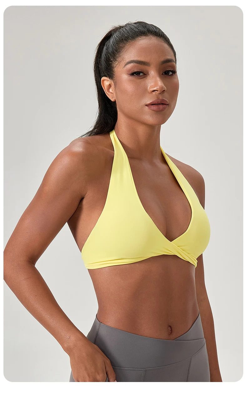 M&T Wear - Sports Yoga Bra for Women Halter Neck with Stylish Back Design Sexy Gym Bra for Running Fitness Sports Bras
