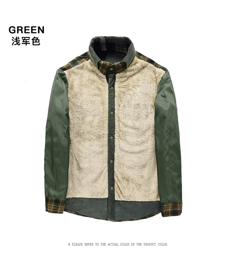 M&T Wear - Men's Windproof Plaid Fleece Shirt Jacket