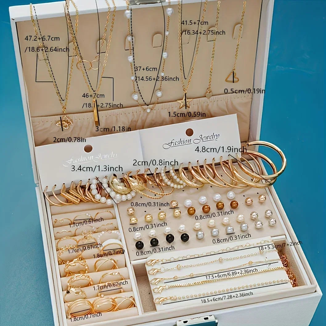M&T Wear - 86-Piece Women's Jewelry Set, Necklaces, Earrings & Rings for Everyday and Party Wear
