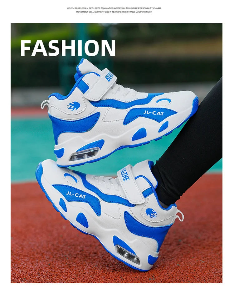 M&T Wear - Kids Basketball Shoes Boys Student Sports Shoes School Daily Outdoor Running Sneakers High Top Children Basketball Sneakers