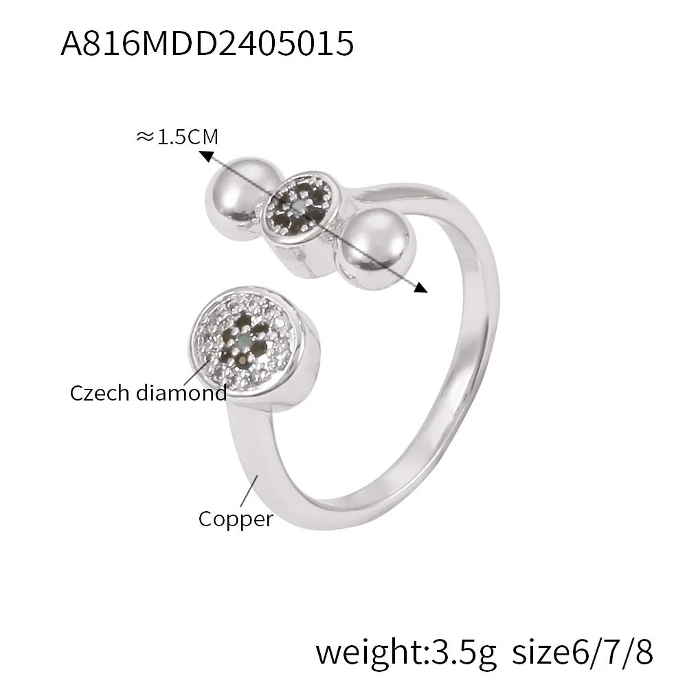 M&T Wear – Elegant Gold & Silver Zircon Cocktail Ring for Women