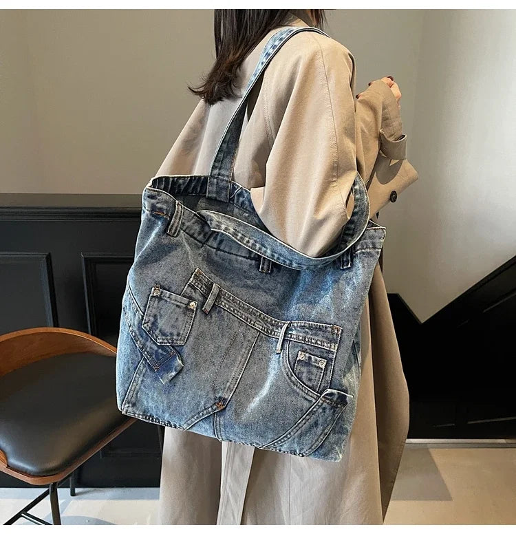M&T Wear - 2025 Retro Denim Tote Bag for Women