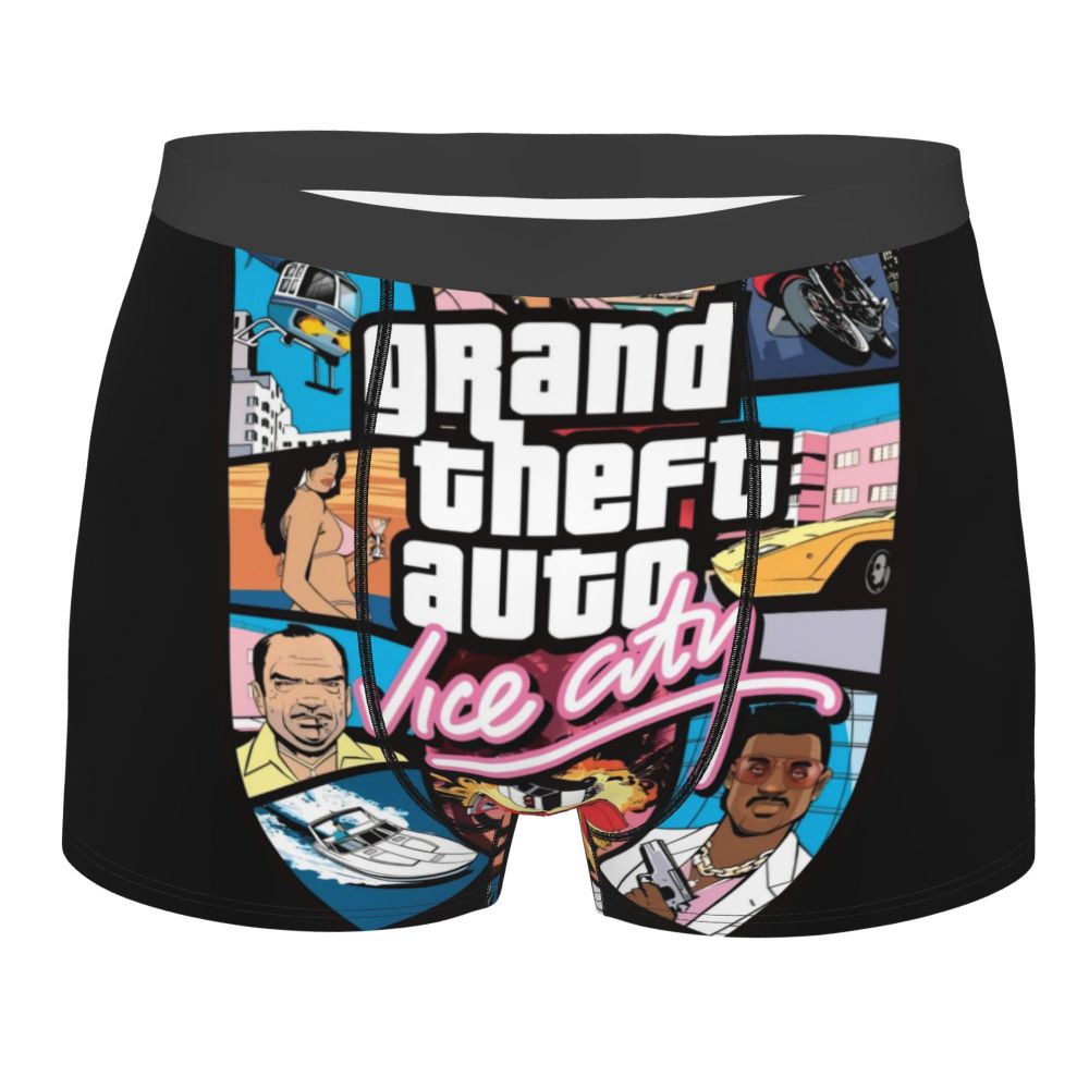 M&T Wear - Custom Grand Theft Auto Adventure Game Underwear Men Breathable GTA Boxer Briefs Shorts Panties Soft Underpants For Homme