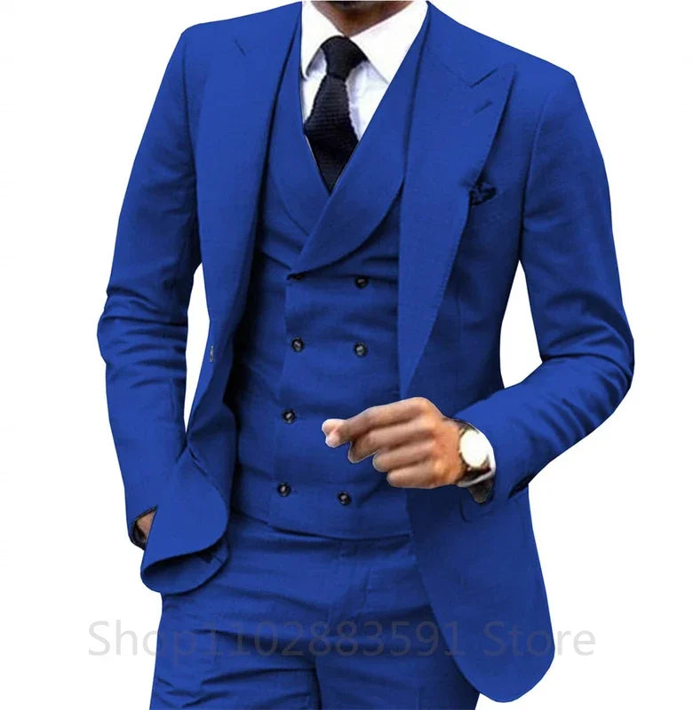 M&T Wear - 3-Piece Men's Wedding & Business Suit – British Style Slim Fit Tuxedo