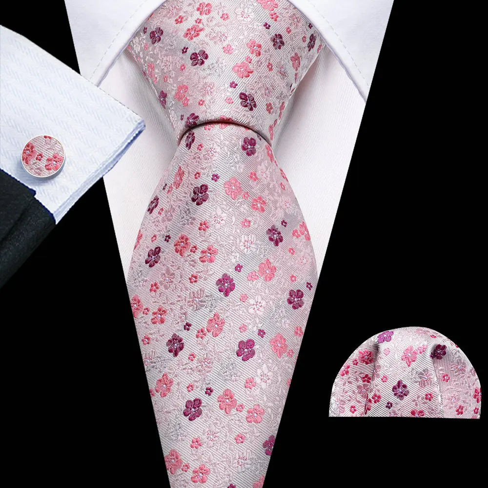 M&T Wear - Exquisite Floral Silk Necktie & Cufflink Set