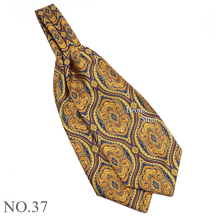 Luxury Mens Scarf Tie Solid Color Dot Geometric Pattern Floral Jacquard Woven Polyester Silk Ascot Cravat Tuxedo Suit Shirt Gift