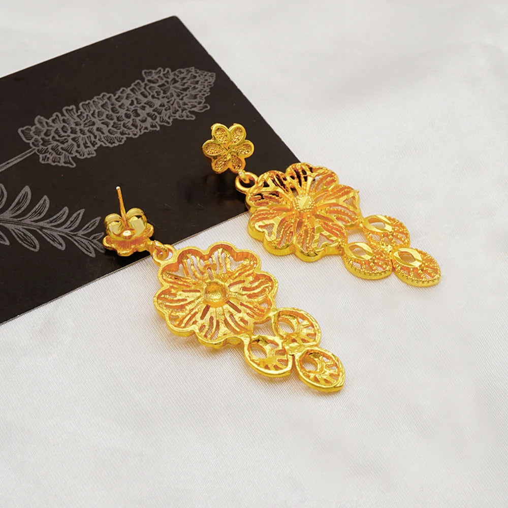 M&T Wear - Dubai Women's Jewelry Set, Gold Plated Necklace & Earrings for Weddings and Parties