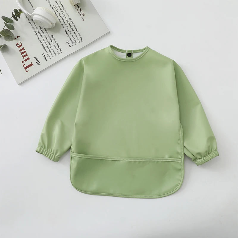 M&T Wear - Kids Baby Feeding Bibs Waterproof Long Sleeve Apron with Pocket Toddler Burp Cloth Boys Girls Anti-dirty Art Smock Baby Stuff