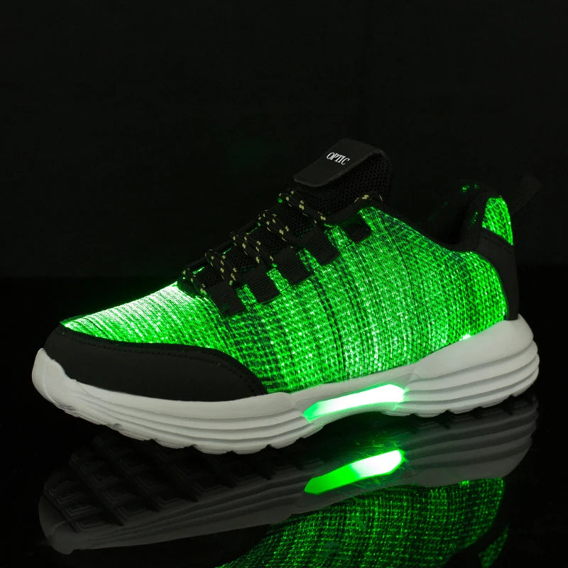 M&T Wear - Women LED Shoes Light Up Sneakers USB Recharging Fiber OPTIC Cloth Elastic Sole Glowing Luminous Flashing  Luxury Party Shoes