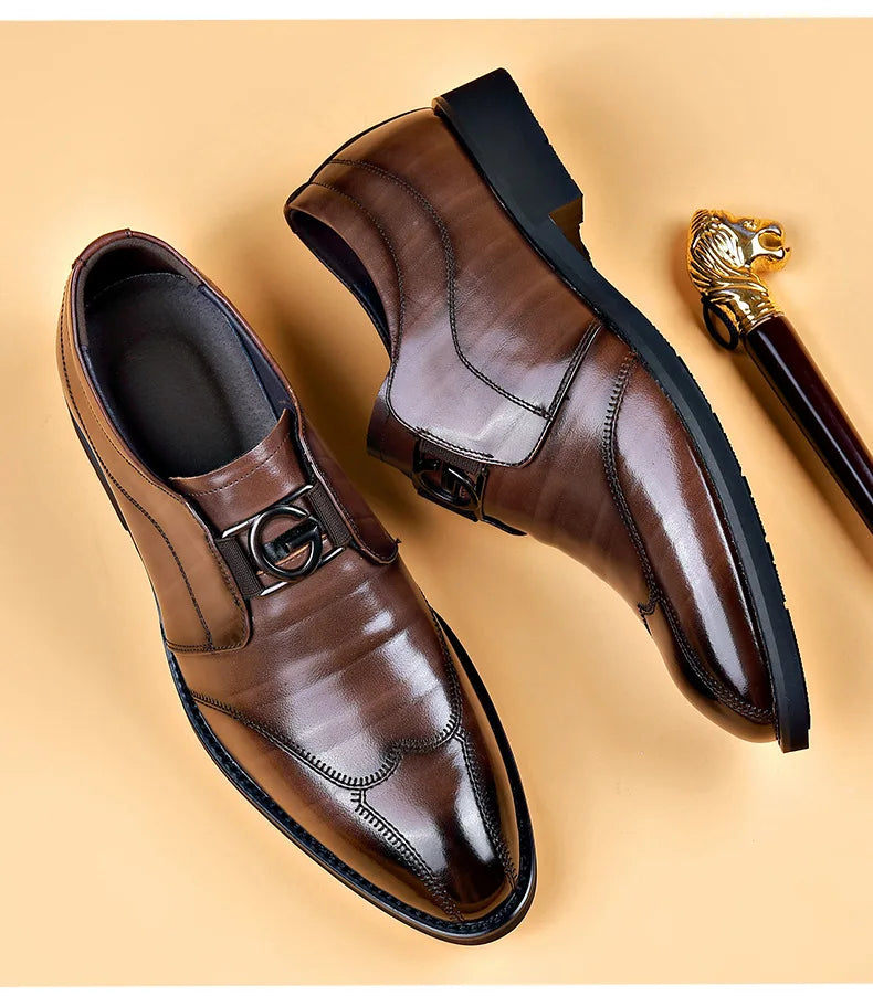 M&T Wear- Men Casual Shoes Fashion Brand Classic Casual Men Leather Shoes Black Breathable Business Men Shoes Large Size