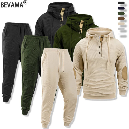 M&T Wear - New Men's Casual Tracksuit Autumn Winter Outdoor Sports Hoodie + Pants 2 Piece Set Daily Jogging Sports Sweatshirt Pants Suit