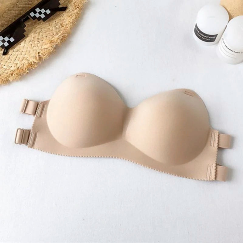 M&T Wear - Seamless, Strapless Push-Up Invisible Bra for Women