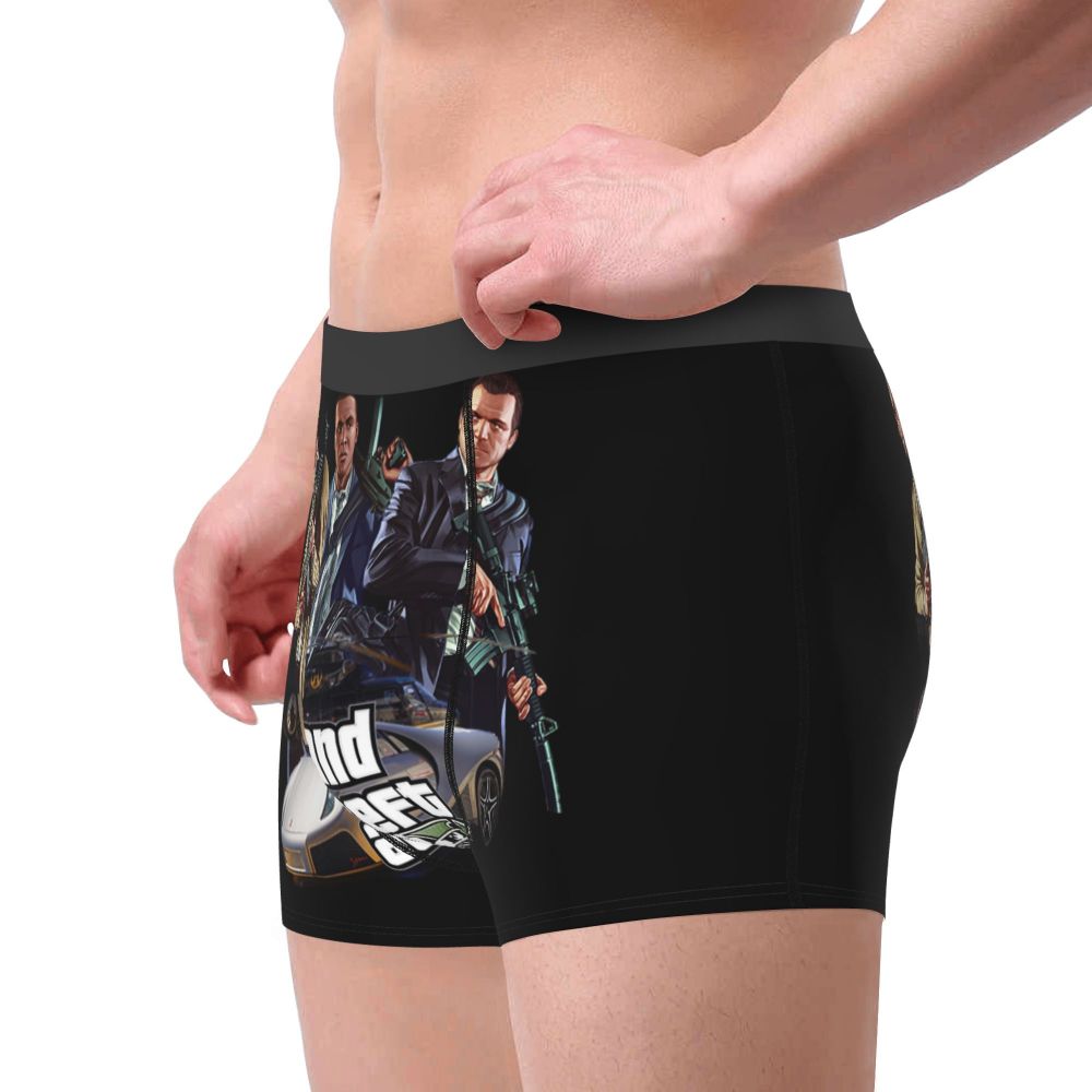 M&T Wear - Custom Grand Theft Auto Adventure Game Underwear Men Breathable GTA Boxer Briefs Shorts Panties Soft Underpants For Homme