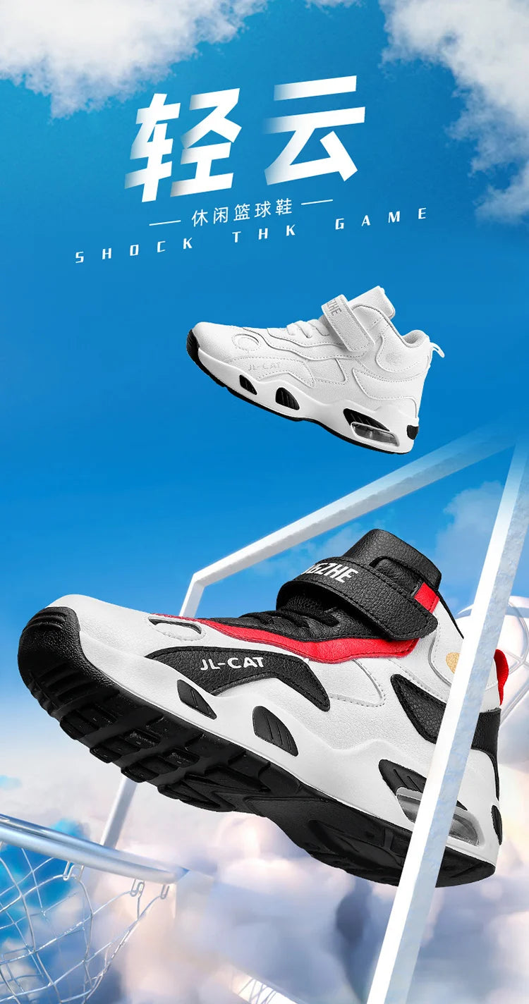 M&T Wear - Kids Basketball Shoes Boys Student Sports Shoes School Daily Outdoor Running Sneakers High Top Children Basketball Sneakers