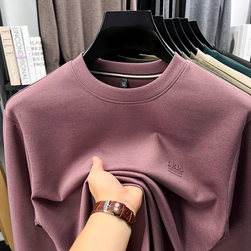 Sweatshirt Men 2025 New Style Spring and Autumn Men's Long Sleeved T-shirt Pure Cotton Round Neck Top T-shirt Base Shirt Trendy