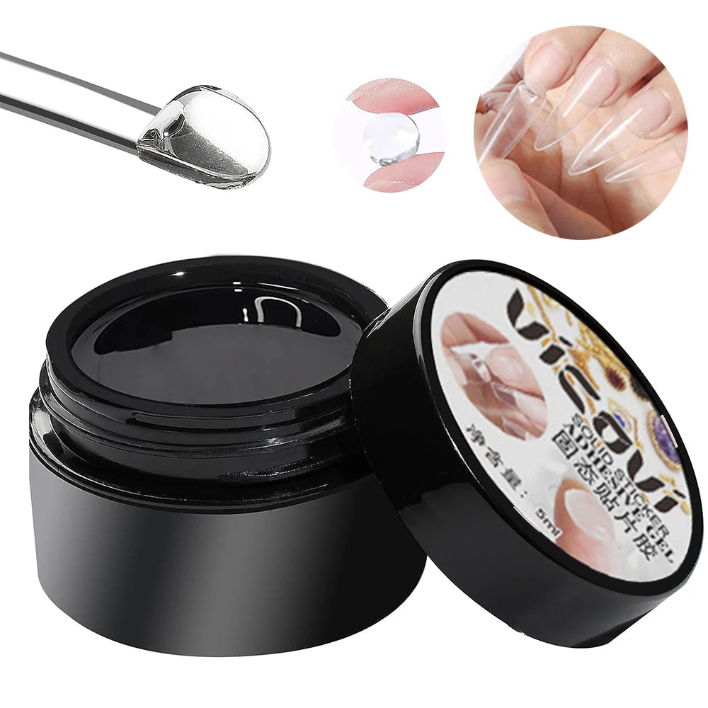 M&T Wear - Solid Nail Gel Glue 3x5ml | Clear Poly Gel for Fake Nails