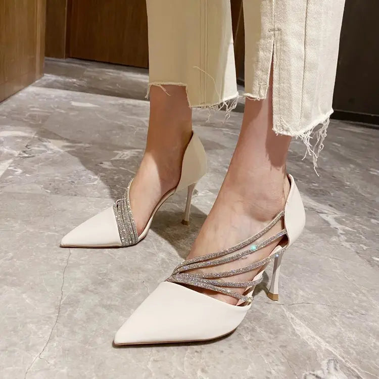M&T Wear - Women Evening Party High Heels New  Pumps Elegant Ladies Pointed To Black  Strappy Stripper Shoes for Women