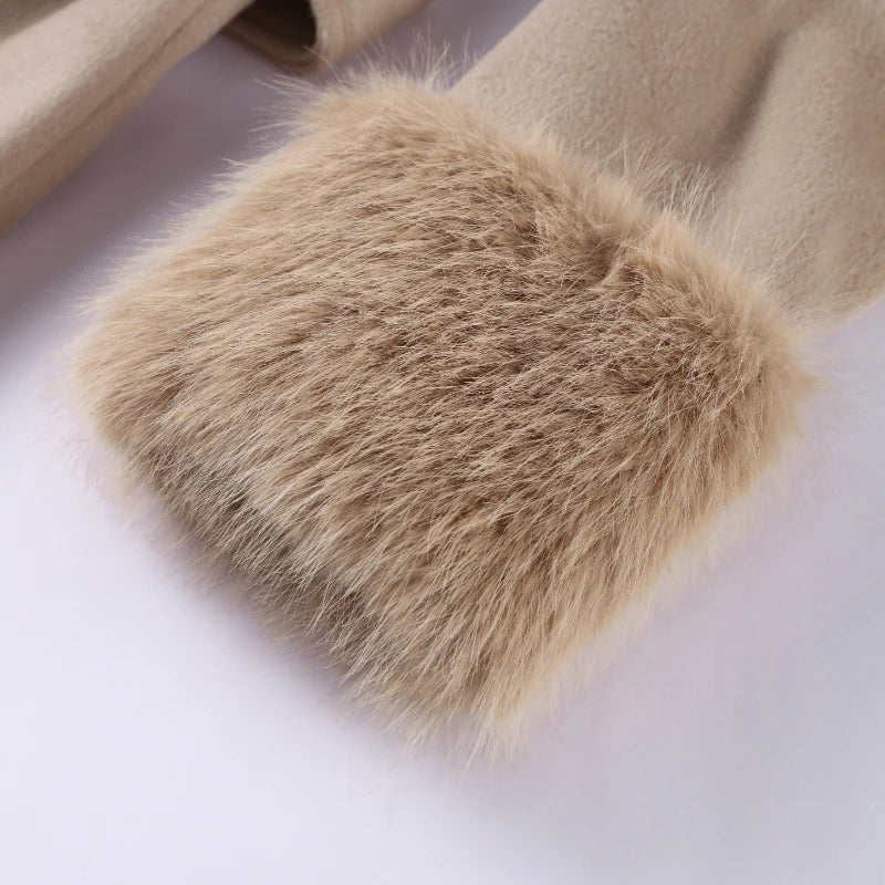 Elegant Solid Long Overcoat Women Turn-down Collar Lace Up Full Sleeve Classic Warm Coat 2025 New Lady Autumn Winter Casual Wear