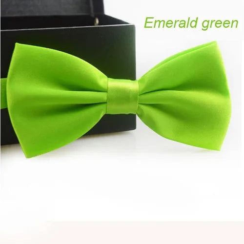 Classic Men Bowtie Boys Grils Children Bow Tie Fashion Solid Color Green Red Black White Green Wedding Ties Accessories