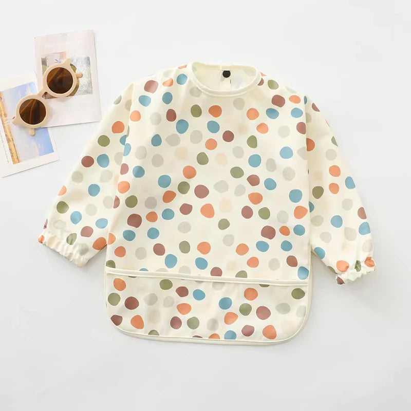 M&T Wear - Kids Baby Feeding Bibs Waterproof Long Sleeve Apron with Pocket Toddler Burp Cloth Boys Girls Anti-dirty Art Smock Baby Stuff
