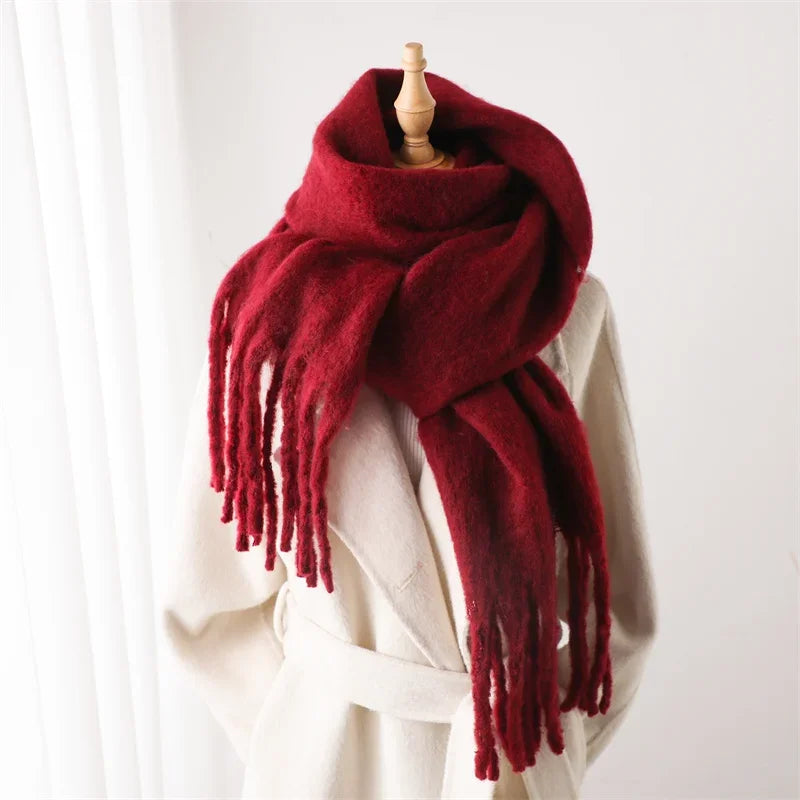 M&T Wear - Winter Scarf for Women Cashmere Warm Solid Pashmina Blanket Wraps Female Thick Soft Bufanda Big Tassel Shawl Long Poncho Echarpe